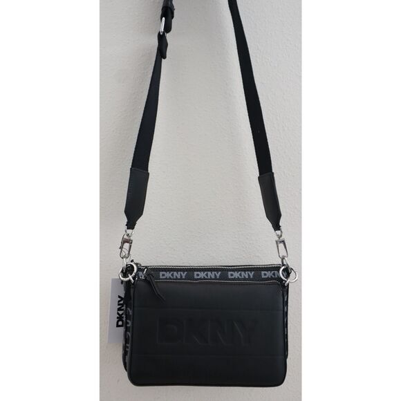 DKNY R43E5H15 Women's O/S Black PU Leather Logo Print Haven Crossbody Bag - Picture 8 of 16